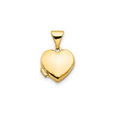 14k Solid Yellow Gold Heart Design Locket Pendant, 16x10mm